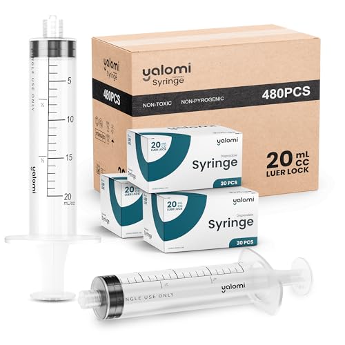 Bulk Case – 20mL Luer Lock Syringe (No Needle) | 480 Pcs (16x30) | Yalomi | Sterile & Individually Wrapped | Professional, Industrial & Personal Use - size: 30 Count (Pack of 16)