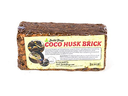 Josh's Frogs Coco Husk Brick, 6 Quarts | Reptile, Amphibian & Invertebrate Bedding, Pet Supplies - size: 6 Quart Brick