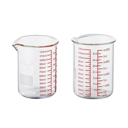 High Borosilicate Glass Measuring Cup-V-Shaped Spout,120ml(4OZ) Glass Measuring Beaker for Kitchen or Restaurant, Easy to Read(Pack of 2) - size: 120ml (4oz) - Pack of 2