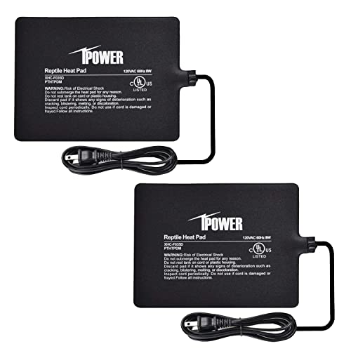 iPower Reptile Heat Pad Under Tank Terrarium Warmer Heating Mat for Turtle, Lizard, Frog, Snake, Reptile, and Other Small Animals, 6X8 Inch, 8W, 2 Pack - size: 6 X 8 Inch, style: 2 Pack