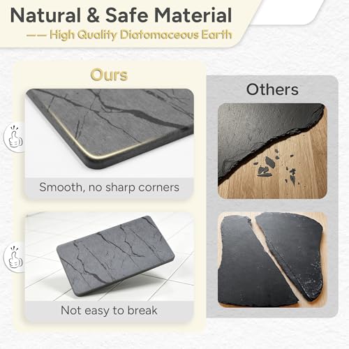 Reptile Basking Platform, 5.9''x9.8'' Diatomaceous Earth Feeding Mat Slate Habitat Accessories for Bearded Dragon Tortoise Lizard Gecko Snake Turtle Tank