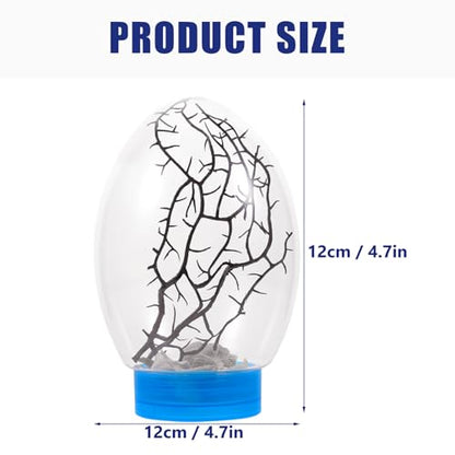 Closed Aquatic Ecosystem Mini Fish Tank with LED Light, Blue Base, Spherical Desktop Aquarium for Home Decor and Plant Terrarium