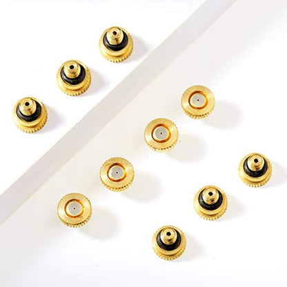 Hotop 40 Pieces Brass Misting Nozzle, Low Pressure Atomizing Mist Nozzle, 10/24 UNC Orifice Replacement Heads for Greenhouse Landscaping and Outdoor Cooling System (0.4 mm)