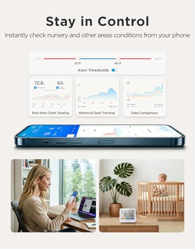 GoveeLife Bluetooth Thermometer Hygrometer H5220, Large LCD Display 1-Pack | Temperature and humidity monitor with weather station, remote sensor, indoor thermometer for home baby room greenhouse - style: 1 Pack