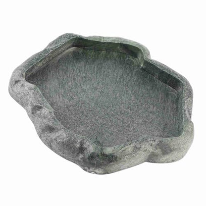 Reptile Water Dish Food Bowl 2 Pack ABS Resin Imitation Rock Feeder with Smooth Easy Clean Surface for Lizard Gecko Bearded Dragon Tortoise Spider (S) - size: S