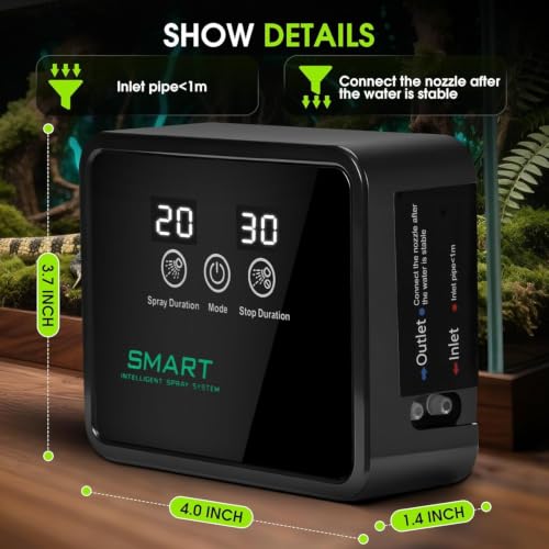 Automatic Reptile Mister Timer 360 Nozzle Terrarium Misting System | Automatic Reptile Mister with Timer 360 Nozzles External Water Supply Quiet Misting System Easy DIY for Terrariums Humidifier