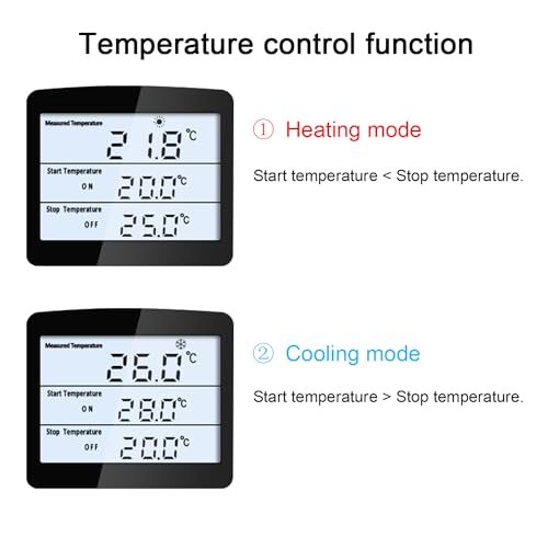 KT3100BL Digital Temperature Controller Outlet Socket Plug in Thermostat | HD LCD Display 15A 120V Output with Blue Backlight 3m Temperature Sensor - style: KT3100BL Blue backlight