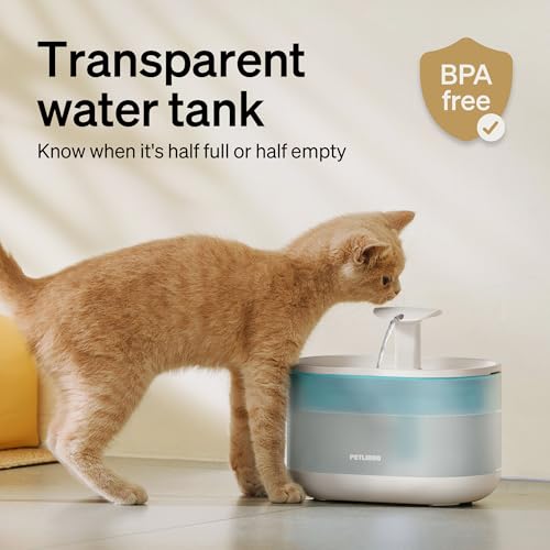 PETLIBRO Cat Water Fountain Ultra Quiet with Two Flow Modes, Large-Size Filter Capsule Pet Water Fountain, 71oz/2.1L Visible Water Level Dog Water Dispenser for Cats & Dogs - color: white, size: Basic Fountain
