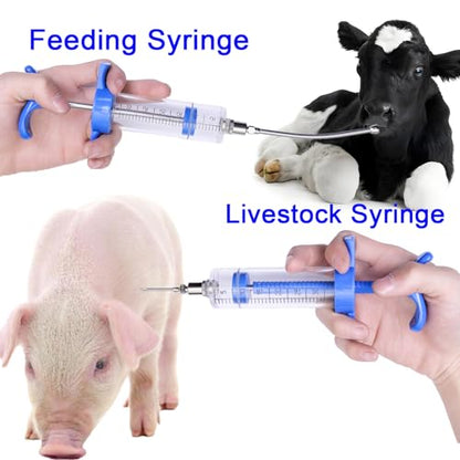2Pcs 50ML Drencher Medicine, Reusable Adjustable Drench Gun Goat Syringe with Drench Gun Nozzle 10 Needles, for, Cattle, Sheep, Horse, Pig, Large Animal Feeding Syringe - size: 50ML