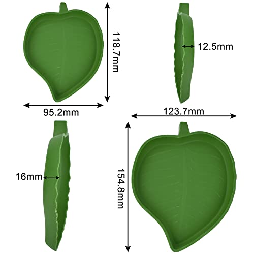 Leaf Shape Reptile Food Water Bowl 2 Pieces Reptile Plate Dish Drinking Bowl for Tortoise Corn Snake Crawl Pet Drinking and Eating, 2 Sizes