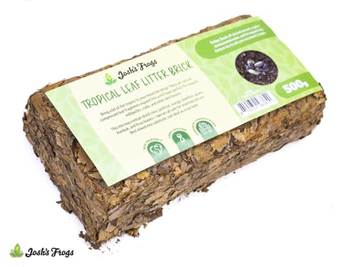 Josh's Frogs Compressed Natural Tropical Leaf Litter Brick, 500g | All-Natural Leaf Fragments for Isopods, Millipedes, Crabs, Detritivores