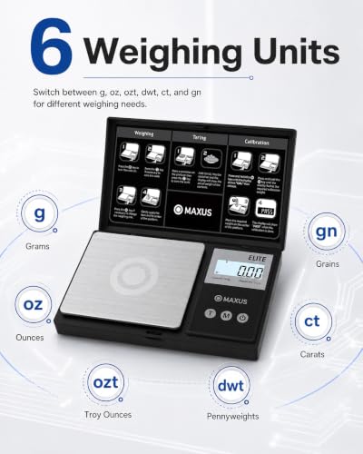 Digital Pocket Gram Scale 500g x 0.01g High Precision with Tray | Weighs Small Food, Jewelry, Ounces, Grains, LCD Display, Tare Function - color: Black