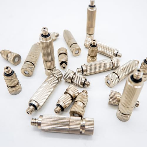 20 Pcs Stainless Steel Misting Nozzles, 3/16" Thread 10/24 UNC | for Outdoor Cooling Misting System, High Pressure Anti Drip Cleanable, 0.3mm and 0.5mm Orifice