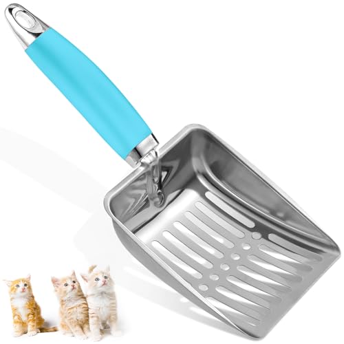 Cat Litter Scoop - Stainless Steel Metal Cat Litter Scoop-Sturdy Mesh Scooper - Mesh Shovel-Easy to Clean - Suitable for Cat Litter Box -Blue-Christmas - color: Blue, size: M