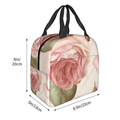 Insulated Lunch Bag Beauty Pink Roses Lunch Box for Women Men Reusable Leakproof Lunch Cooler Bag for Office Picnic - color: Beauty Pink Roses