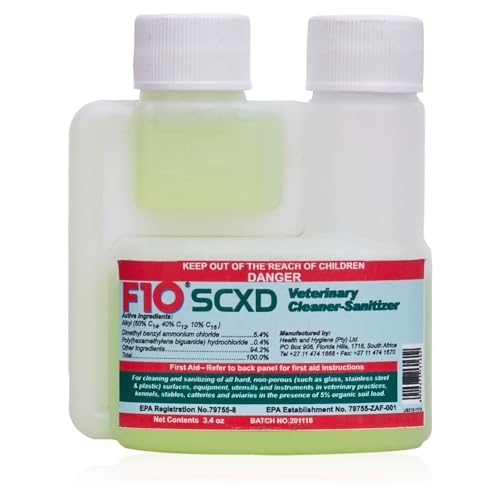 F10 SCXD Concentrated Cleaner Sanitizer with Soap for Veterinary Clinics Kennels Animal Shelters Pet Areas Broad Spectrum Hard Surface Cleaner Pine Fragrance - 100 ml (3.4oz)