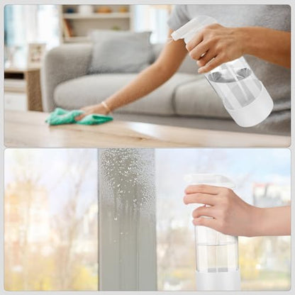 Worldgsb 2 Pack Glass Spray Bottles with Silicone Sleeve, 16 oz Empty Refillable Containers with Adjustable Spray Nozzles, Spray Bottles for Hair, Cleaning Solutions and Plants White - color: White