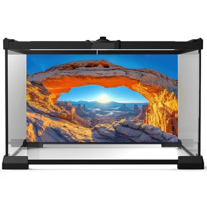 Rock Stone Terrarium Background Desert Gobi Clear Blue Sky Reptile Habitat Background Oasis Mountain Cactus with Sun Rays Aquarium Background Natural Desert Style Landscape Fish Tank Backdrop 24x12in - color: Rock Blue, size: 24(W)x12(H)inches/ 60(W)*30cm