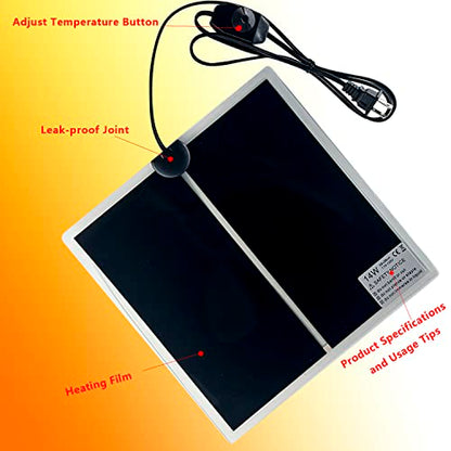 Reptile Heating Mat, 2PCS Reptile Heating Pad with Temperature Adjustment for Reptiles Tortoise Snakes Lizard Gecko Hermit Crab Amphibians - Removable Terrarium Heat Mats(14W, 11x11 inches) - size: 2PCS,14W