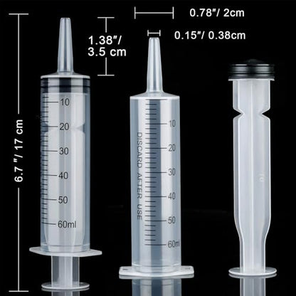 60ml Syringe for Liquid, Syringe Without Needle for Pet Feeding, Liquid Measurement, Individually Wrapped, Pack of 4 - size: 60ml