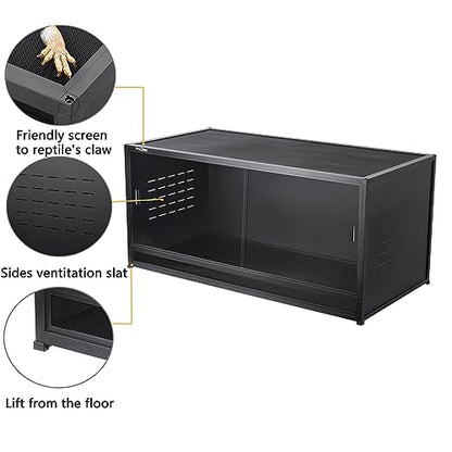 Reptile Terrarium 40''x16''x16'' ToxiRium Large PVC Reptile Enclosure 44 Gallons with 12'' Height Cabinet for Bearded Dragon Gecko Lizard Snake, Wide Breeding Vivarium Area with Sliding Doors Lock - size: 40"x16"x16" + 40"x16"x12"