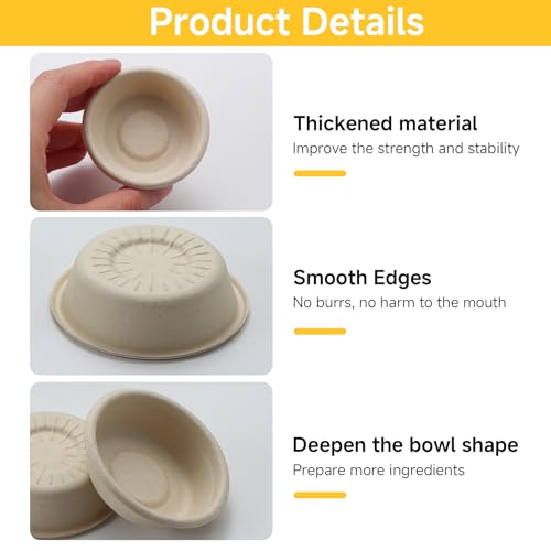 Gecko Feeding Cups, 100-Pack 1 Oz Small Paper Bowls for Crested Gecko Food and Water, Disposable Condiment Cups for Reptile Feeding Dishes and Ledge Accessories, Biodegradable