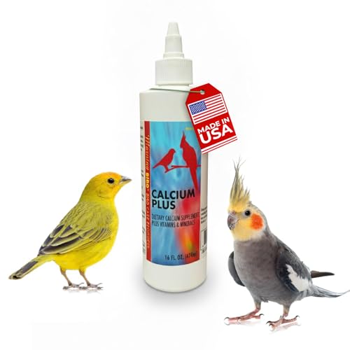Calcium Plus Liquid for Birds – Calcium Supplement with Vitamins and Minerals for Strong Eggshells, Healthy Bones - Support Growth, Breeding, and Wellness for All Birds 16 Fl Oz | Calcium Supplement - Supports Healthy Growth, Bone Strength, Breeding, Brai