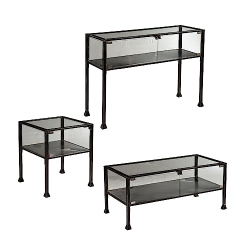 SEI Furniture - Terrarium Display Console - Transitional Design, Black Finish - Ideal for Entryway, Living Room (CK8863) - style: Console Table