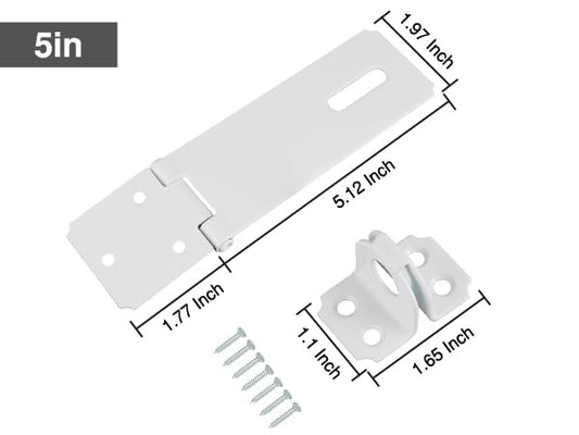 Alise Door Hasp Locks Latch 5 Inch,Packlock Clasp Hasp Lock Latch,White | SUS304 Stainless Steel Door Latch Hinge Padlock Door Lock for Shed Barn Wooden Fence Chicken Dog Cage Window Cabinet Garage - color: White Finish, size: 5 Inch