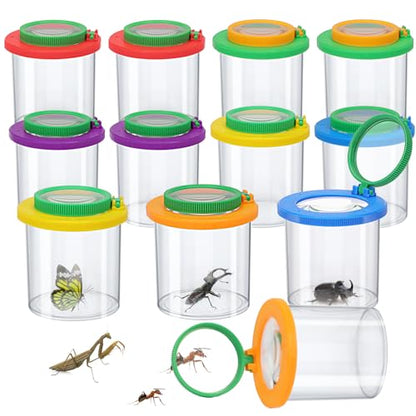 Coopay 12 Pcs Insect Bug Viewer for Kids - Bug Jars, Critter Insect Cage, Bug Container, Bug Catcher, Magnifying Insect Box for Children, Kids Science Nature Exploration Collecting Kit - style: 12 Pack Set