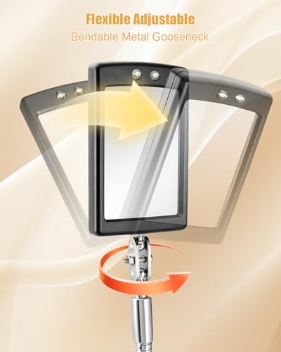 Inspection Mirror with LED Light and Magnetic Base for Auto Repair 19.7in | 50cm Gooseneck Bend, Metal Construction, Flexible Control, Adjustable Arm, Confined Space Access, Quick Setup