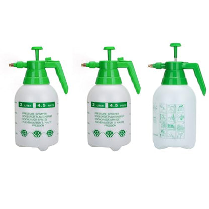3 Pack 2L Garden Pressure Sprayer, Hand Pump Plant Spray Bottle | Translucent Handheld Sprayer for Indoor Houseplant Watering, Lawn Care, Household Cleaning & Patio Maintenance - color: 2L-White-3PCS
