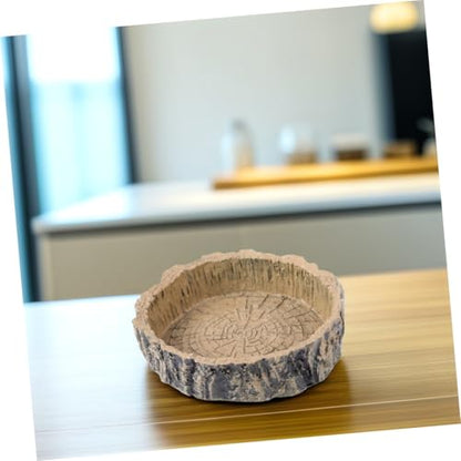 Mipcase Tortoise Hide Gecko Accessories Reptile Supplies Resin Feeding Bowl Natural Tree Stump Shape Reptile Food Storage Container Water Feeder