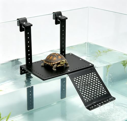 Adjustable Hanging Turtle Basking Platform, Acrylic Tortoise Dock with Ramp, Height Adjustable Reptile Resting Terrace for Aquarium Tank, Easy Install Reptile Basking Shelf (7.87x4.5x7.87 inch) - size: 7.87x4.5x7.87 inch