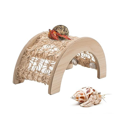 Hermit Crabs Climbing Bridge, Wooden Hermit Crab Climbing Toys with Rope, Hermit Crab Hideout, Aquarium Tank Accessory Small Animals Cage Accessory, Suitable for Hermit Crab Hamster Chinchilla Ferret - style: Rope