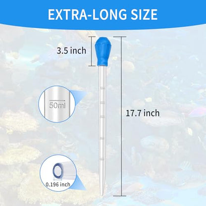 2 Pieces Long Pipette for Fish Tank Coral Food Feeder Long Syringe Reef Coral Food Spot Feeder Tube for Reef Aquatic Plant Spider Snake Lizard - size: 17.7 in Pipette (2 Pieces)