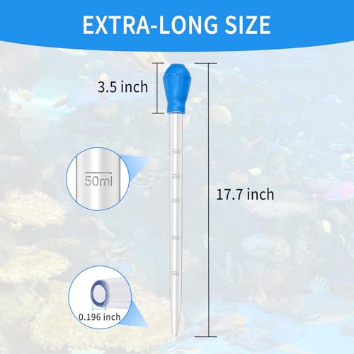 2 Pieces Long Pipette for Fish Tank Coral Food Feeder Long Syringe Reef Coral Food Spot Feeder Tube for Reef Aquatic Plant Spider Snake Lizard - size: 17.7 in Pipette (2 Pieces)