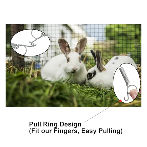 20Pcs Spring Rabbit Door Latch and Catches, Pet Door Spring Wire Cage Clips | Multi-Functional Latch Hook One-Handed Fixing Pet Rabbit Cage Wire for Rabbit Dog Cat Parrot Guinea Pig Squirrel Cages - size: 20PCS