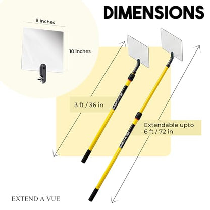Telescoping Inspection Mirror - Standard Fiberglass, Lightweight & Durable, 3 ft - 6 ft Pole, 8 x 10 inch Acrylic Mirror - size: 8 x 10 inch Acrylic Mirror, style: 3 ft - 6 ft Pole