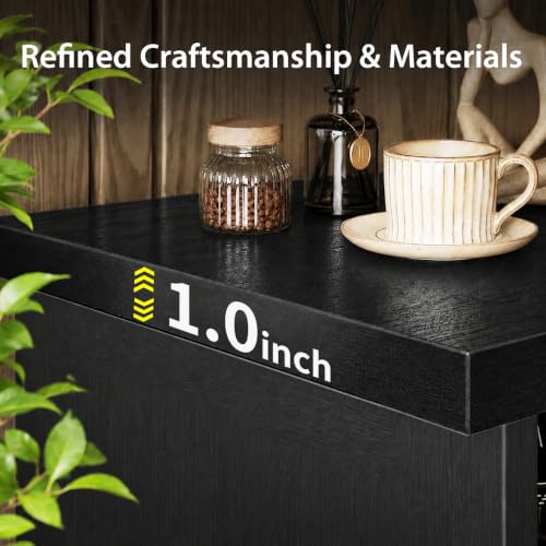 55-75 Gallon Fish Tank Stand, 75 Gallon Aquarium Stand, 1100LBS, Black | Farmhouse Heavy Duty Wood Fish Tank Stand 55+ Gallon with Storage Cabinet for Turtle Tank, Reptile Terrarium - color: Black