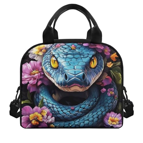 Cool Snake Lunch Box for Boys Lunch Bag Portable Lunchbag Reusable Lunchbox Travel Lunch Boxes with Shoulder Straps Student Picnic Lunch Containers - color: Cool Snake