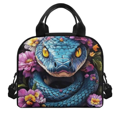 Cool Snake Lunch Box for Boys Lunch Bag Portable Lunchbag Reusable Lunchbox Travel Lunch Boxes with Shoulder Straps Student Picnic Lunch Containers - color: Cool Snake