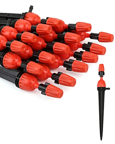 25pcs 1/4" Drip Irrigation Emitters for Garden Drip Irrigation System | Adjustable 360 Degree Water Flow Dripper,Water saving Irrigation Sprayers for Flowerbed,Vegetable,Garden Plants Watering - size: 25pcs Misting+Spraying Drippers