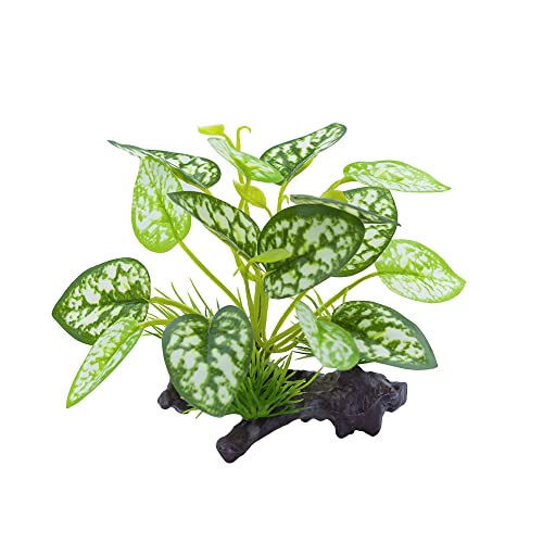 2 pcs Reptile Artificial Plants, Terrarium Decorations Supplies | Amphibian Habitat Hideout Tank Accessories, Rainforest Ground Plant