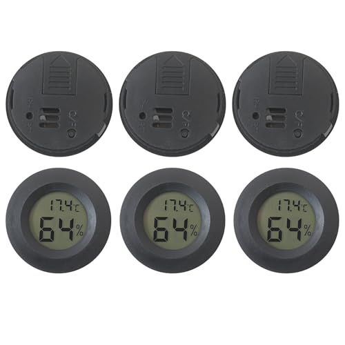 6-Pack Digital Hygrometer Thermometer Set, Mini Humidity Temperature Monitor for Reptile Terrariums and for Greenhouses