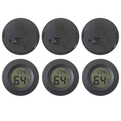 6-Pack Digital Hygrometer Thermometer Set, Mini Humidity Temperature Monitor for Reptile Terrariums and for Greenhouses