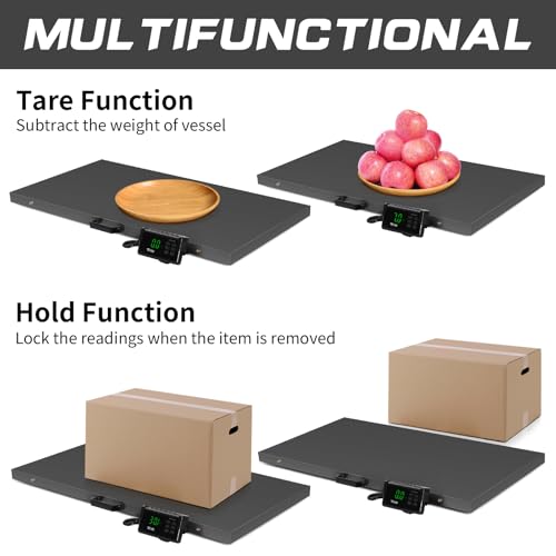 TUFFIOM 1100Lbs x 0.2Lbs Postal Digital Shipping Livestock Scale, Electronic Stainless Steel Platform Heavy Duty Vet Animal Floor Scale,Dog Puppy Pig Goat Sheep Scale, Black - color: Black
