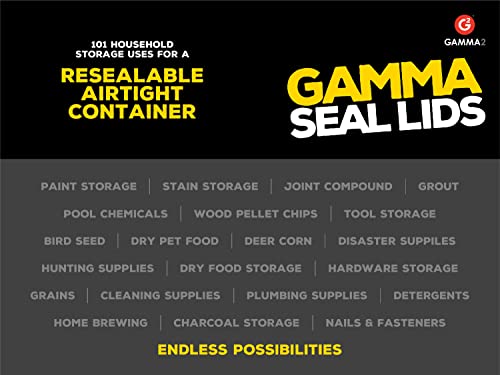 GAMMA2 Gamma Seal Lid - Pet Food Storage Container Lids - Fits 3.5, 5, 6, & 7 Gallon Buckets, Black, Made in USA