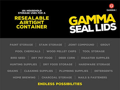 GAMMA2 Gamma Seal Lid - Pet Food Storage Container Lids - Fits 3.5, 5, 6, & 7 Gallon Buckets, Black, Made in USA