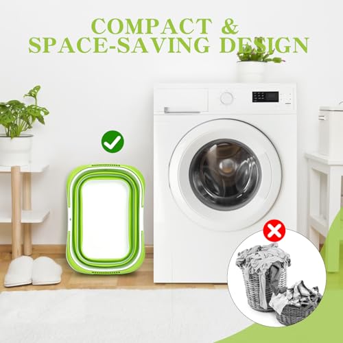 Large Collapsible Bucket for Cleaning,4.2 Gallon/16L,Green White | Foldable Space-Saving,Silicone,Handle & Hanging Hole,for Cleaning,Mop,Home,Storage,Car Wash,Camping,Beach - color: Green White